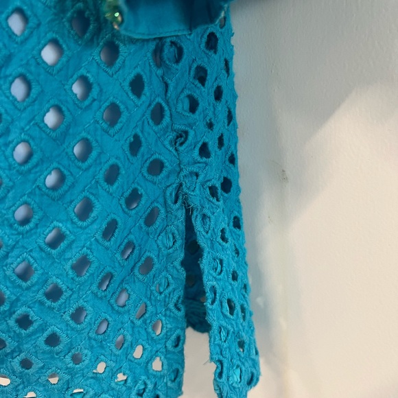 Soft Surroundings turquoise,  open eyelet top. Medium - Picture 3 of 5